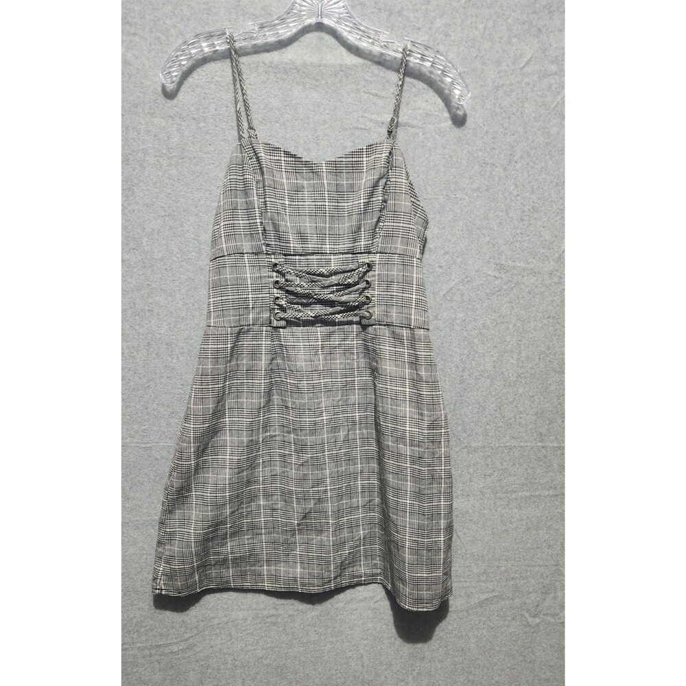 Wild Fable Black and White Plaid Laced Mini Dress size Small